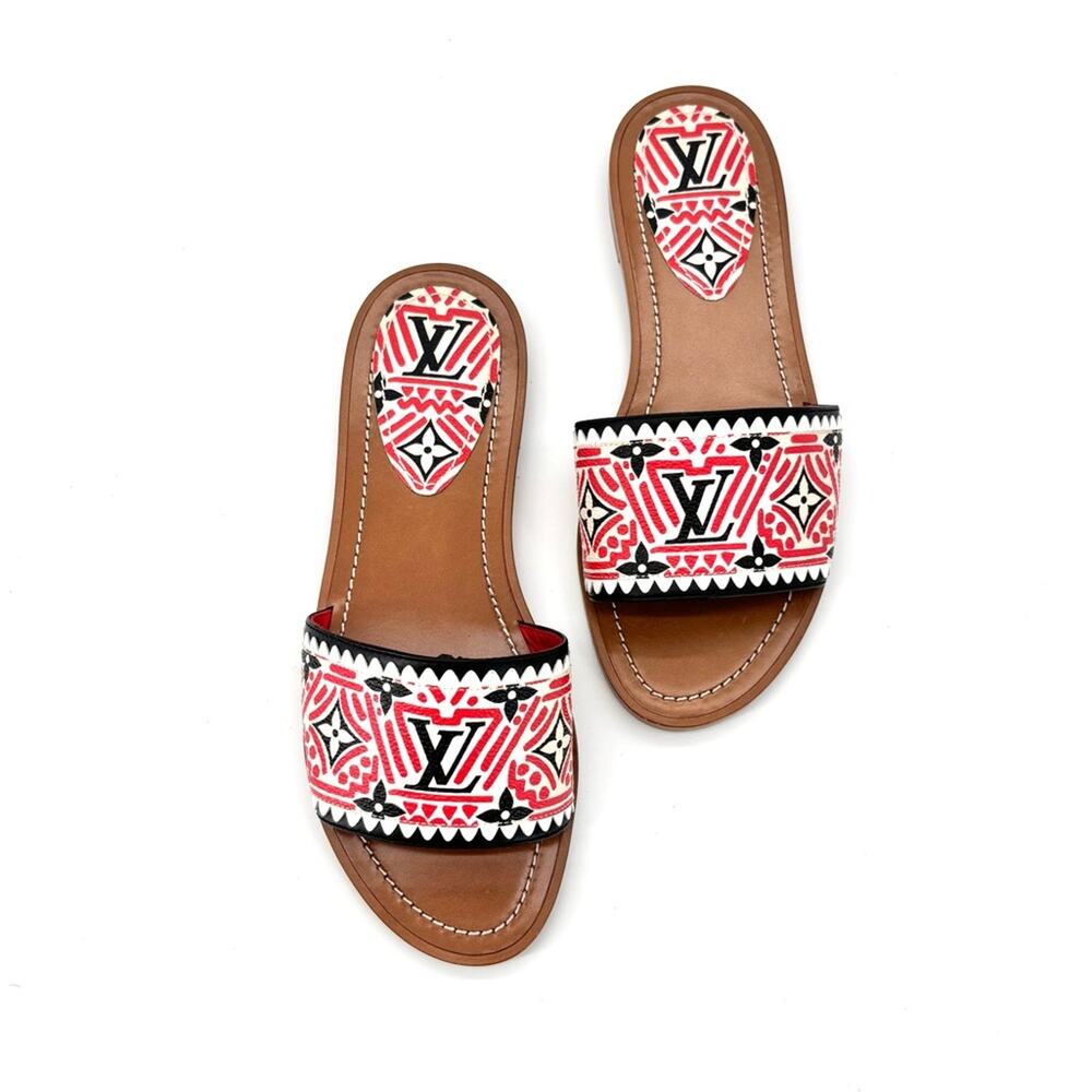 Louis Vuitton Crafty Lock It LV Monogram Slides Mules Flats Sandals 36 - Picture 4 of 9